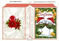 Lovely folded book of toony christmas glasses in santa hats with holly