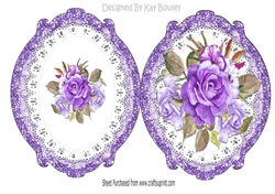 pretty purple painted roses on lace ornate frame