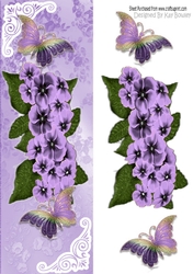 Pretty lilac flowers in ornate lace Tall Dl with butterflies