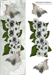Pretty silver flowers in ornate lace Tall Dl with butterflies