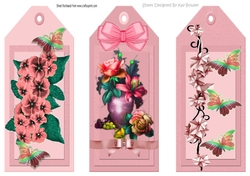 Three Pretty floral peach bookmarks/toppers