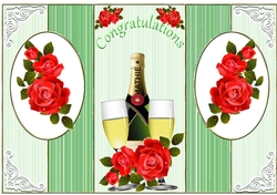 Lovely red roses champagne & glasses, congrats pop out card