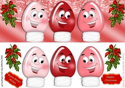 toony face christmas pink/red lightbulbs with hollyl DL