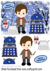 Dr Who and his canine friend with a dalek in winter