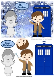 Dr Who With tardis and weeping angel in the winter