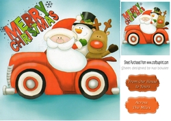 Santa driving in a car with friends 8x8