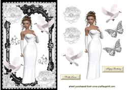 Beautiful Lady in White with Doves