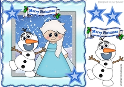 Princess Elsa and her snowman friend olaf in the snow 8x8