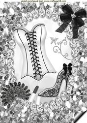 Gorgeous White Basque with Diamonds A4 Topper