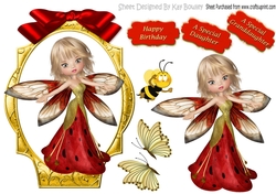 sweet little faerie with bumble bee and butterflies