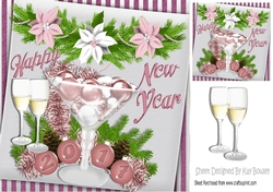 Baubles in pink with champers in pretty festive frame