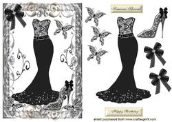 Elegant Ladies Evening Dress in Black/silver