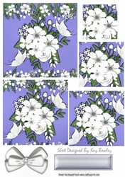 Pretty purple and white flowers with butterflies pyramids