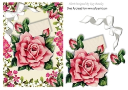 Pretty pink roses with diamante bow in flower frame