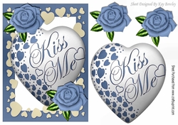 Kiss me heart! with blue roses