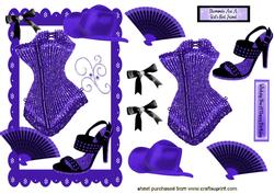Purple Sequin Basque, with Hat & Fan