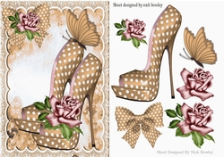 Pretty beige polkadot shoes with roses A5