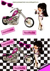 Biker Babe in Pink with Pink Sunglasses