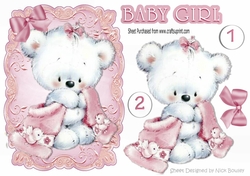 I love my pink fluffy comfort blanket with cute white teddy