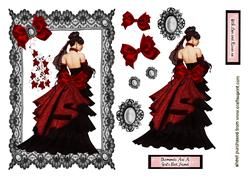 Elegant Lady in Red/black Gown