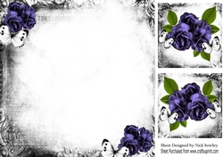 Pretty purple vintage roses in monogram frame with butterflies 8x8 insert