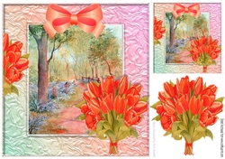 lovely spring walk amongst the bluebells and red tulips 8x8
