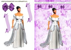 Elegant Lady in White Evening Gown with Bows