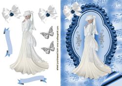 Elegant Lady in White Gown & Hat