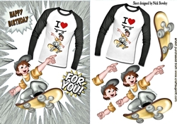 I love to skateboard boy in silver