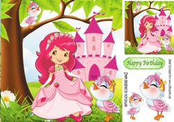 Pretty princess with castle and little birds 8x8