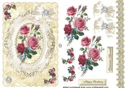 Beautiful Roses & Diamonds in Vintage Frame