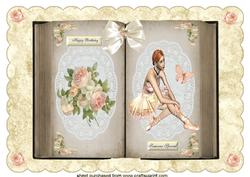 Pretty Ballerina in Vintage Book A4 Topper