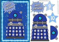 Blue Dalek, with stars in the sky A5