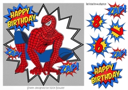 Super web hero in blue in funky silver frame 8x8