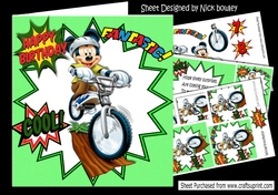 Sporty Mouse having fun riding a bike 8x8 mini kit