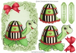 Cute turtle with big red bow A5