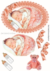 sweet peaches little baby girl in oval framewith bow A5