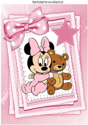 Time for bed with my little teddy with spotty bow on lace A4