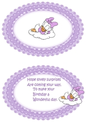 sweet dreams little duck in lilac on a cloud with bow A5 insert