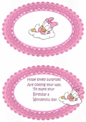 sweet dreams little duck in pink on a cloud with bow A5 insert