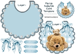 Lovely Cuddly bears on a gingham bib with blue bows