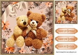 Best of friends cuddle bears with big bow 8x8