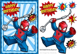 Box spider man in funky blue frame A5