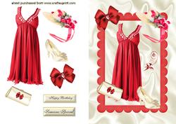 Pretty Red Dress with Flower Straw Hat
