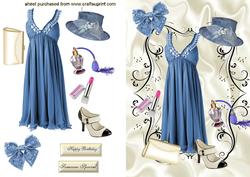 Pretty Blue Dress with Flowered Hat