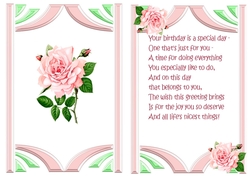 pink rose in art deco frame with bow A5 Insert