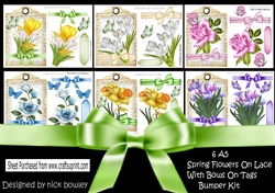 6 A5 Spring flowers on lace with bows on a tag Bumper kit