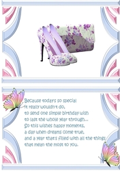 pretty lilac floral shoes and handbag with butterfly A5 Insert