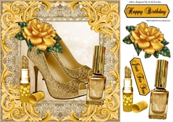 pretty gold rose, with sparkle shoes and shimmering nail varnish 8x8