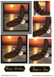 Beautiful eagle flying into the sunset pyramids